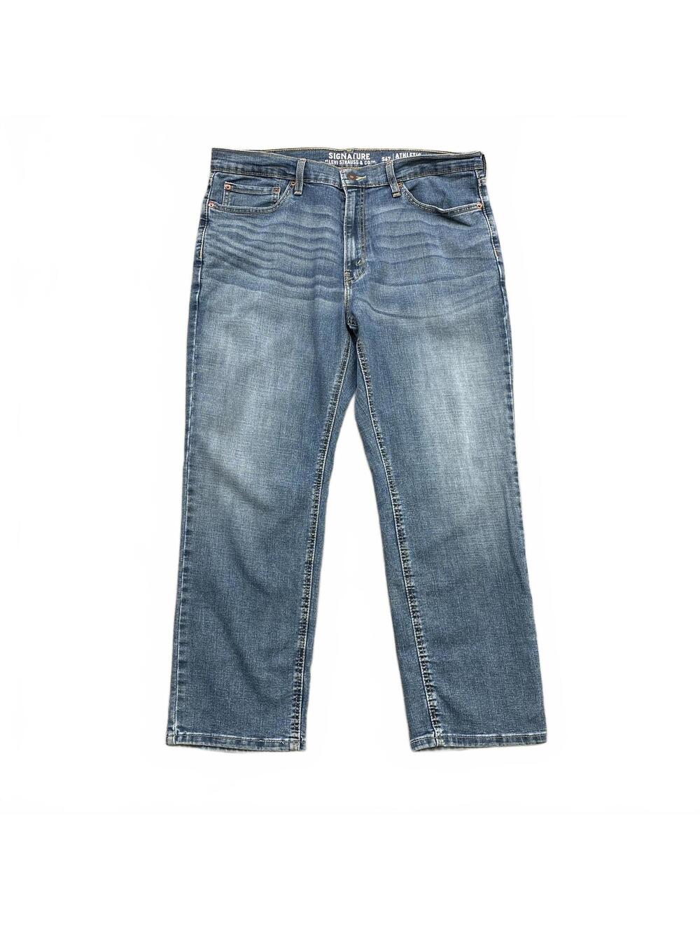 Signature by Levi's S67 Athletic Fit Jeans Men's 36x27 Hemmed Light Blue Wash